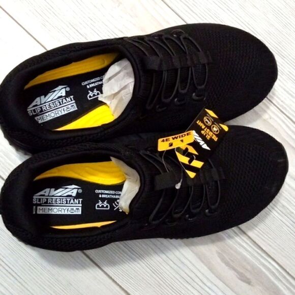 (S-RD275) Avia Anchor SR Mesh Slip On Black Non Slip Shoes for Men Sz 7 WIDE - Picture 8 of 13